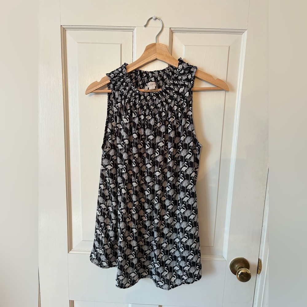LOFT Black and White Relaxed Blouse